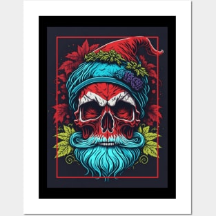 Santa cyberpunk skull Posters and Art